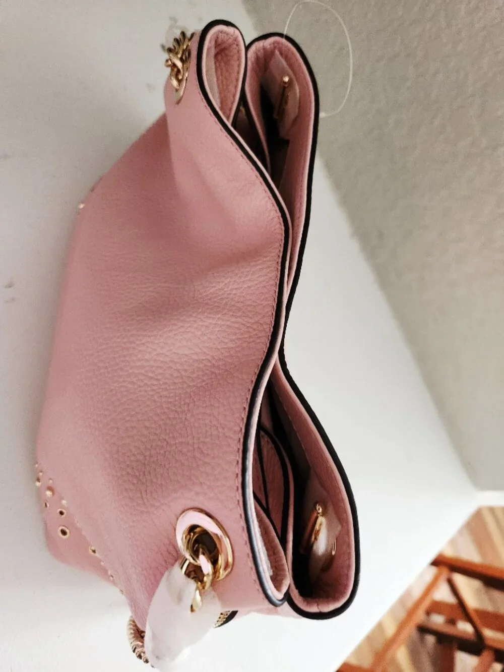 Nwt Michael Kors Pink Leather Studded Shoulder Bag Purse